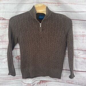 Tommy Bahama Quarter Zip Sweater Mens Small Textured Knit Pullover Cotton Casual